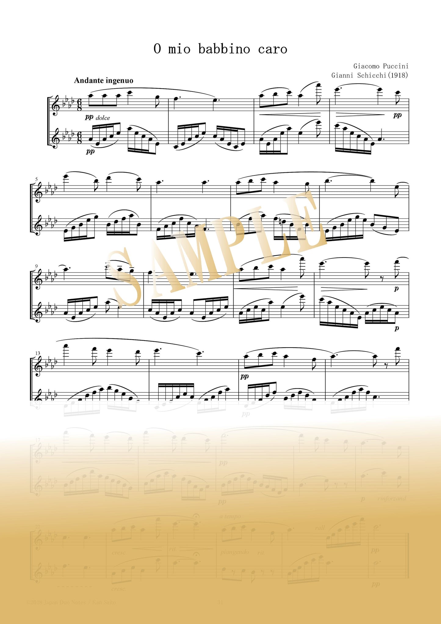 【PDF】O mio babbino caro ("Oh my dear Papa”) / Giacomo Puccini