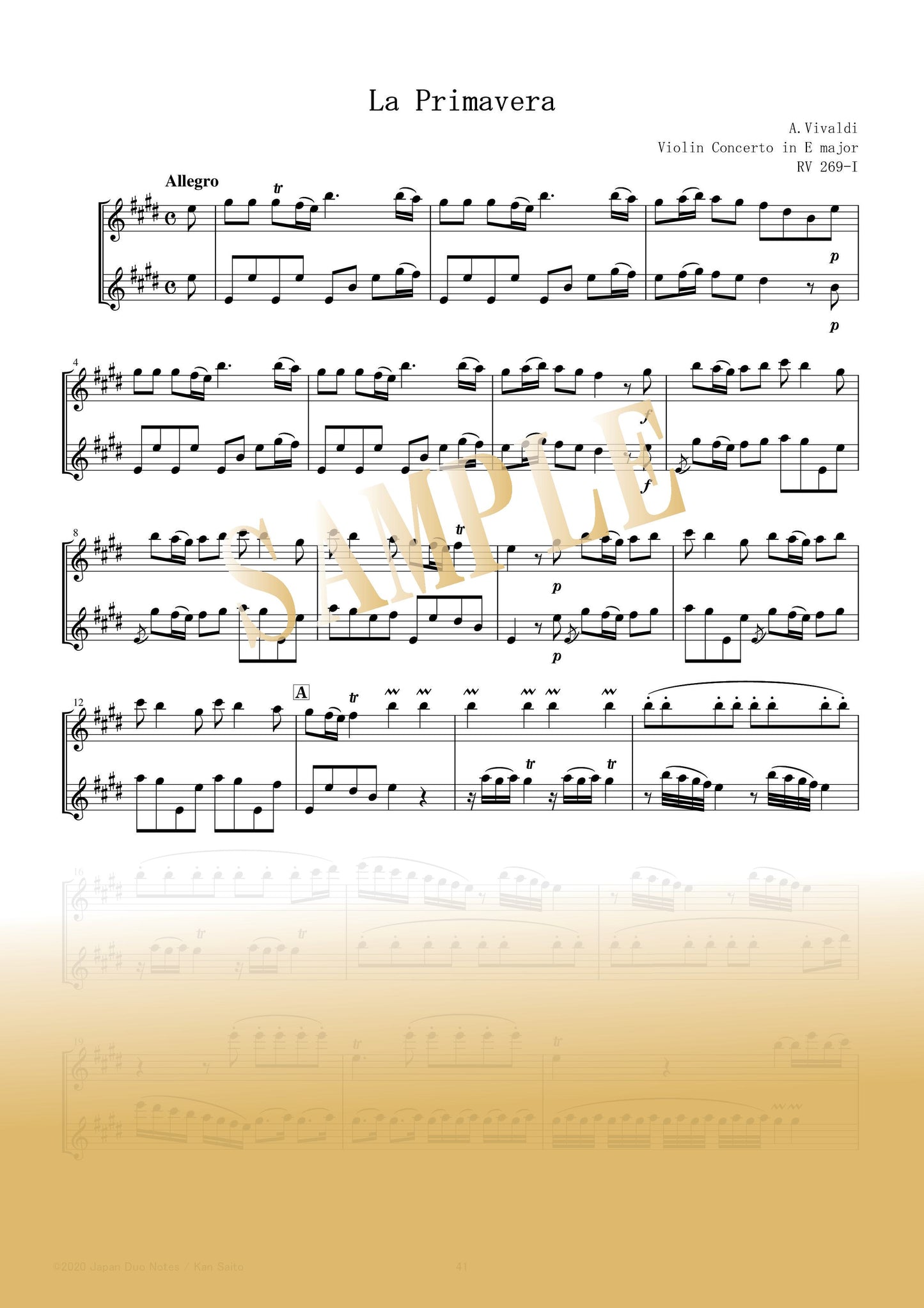 【PDF】Spring (from The Four Seasons Concerto No. 1 in E major, RV 269) / Antonio Vivaldi