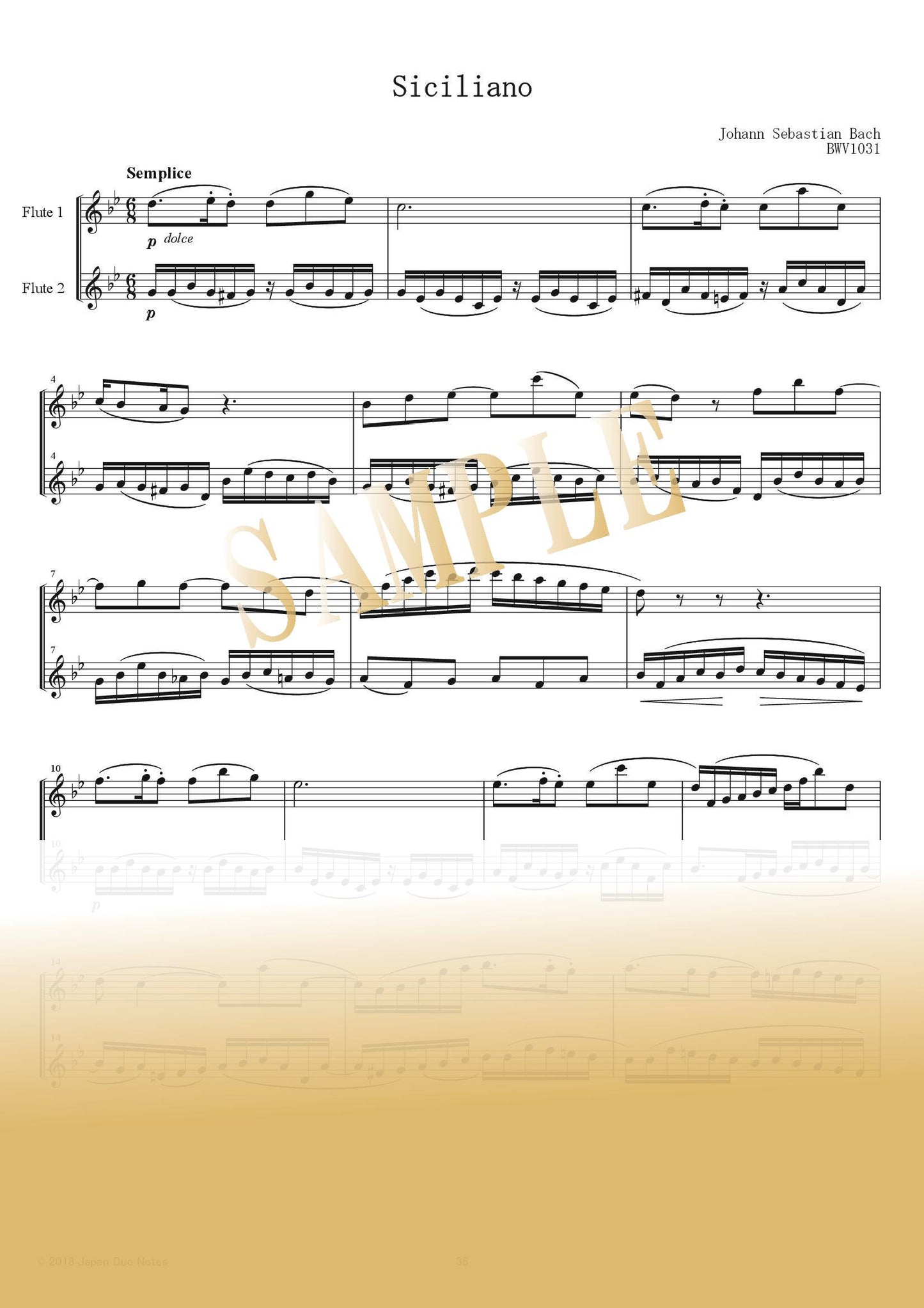【PDF】Siciliano BWV 1031 / J.S.Bach