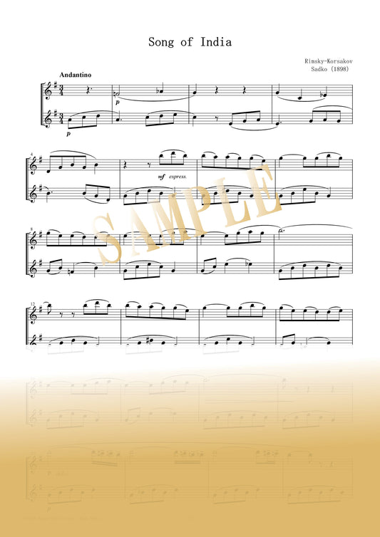 【PDF】Song of India / Nikolai Rimsky-Korsakov