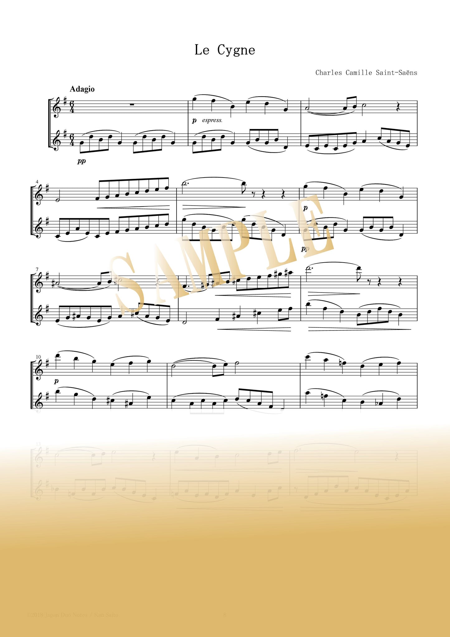 【PDF】Le Cygne (The Swan) / Camille Saint-Saëns