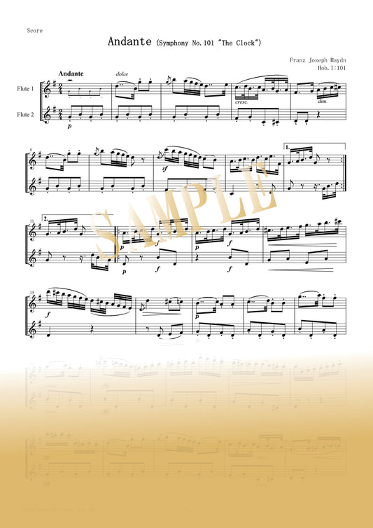 【PDF】Andante from Symphony No. 101 "The Clock" / Joseph Haydn