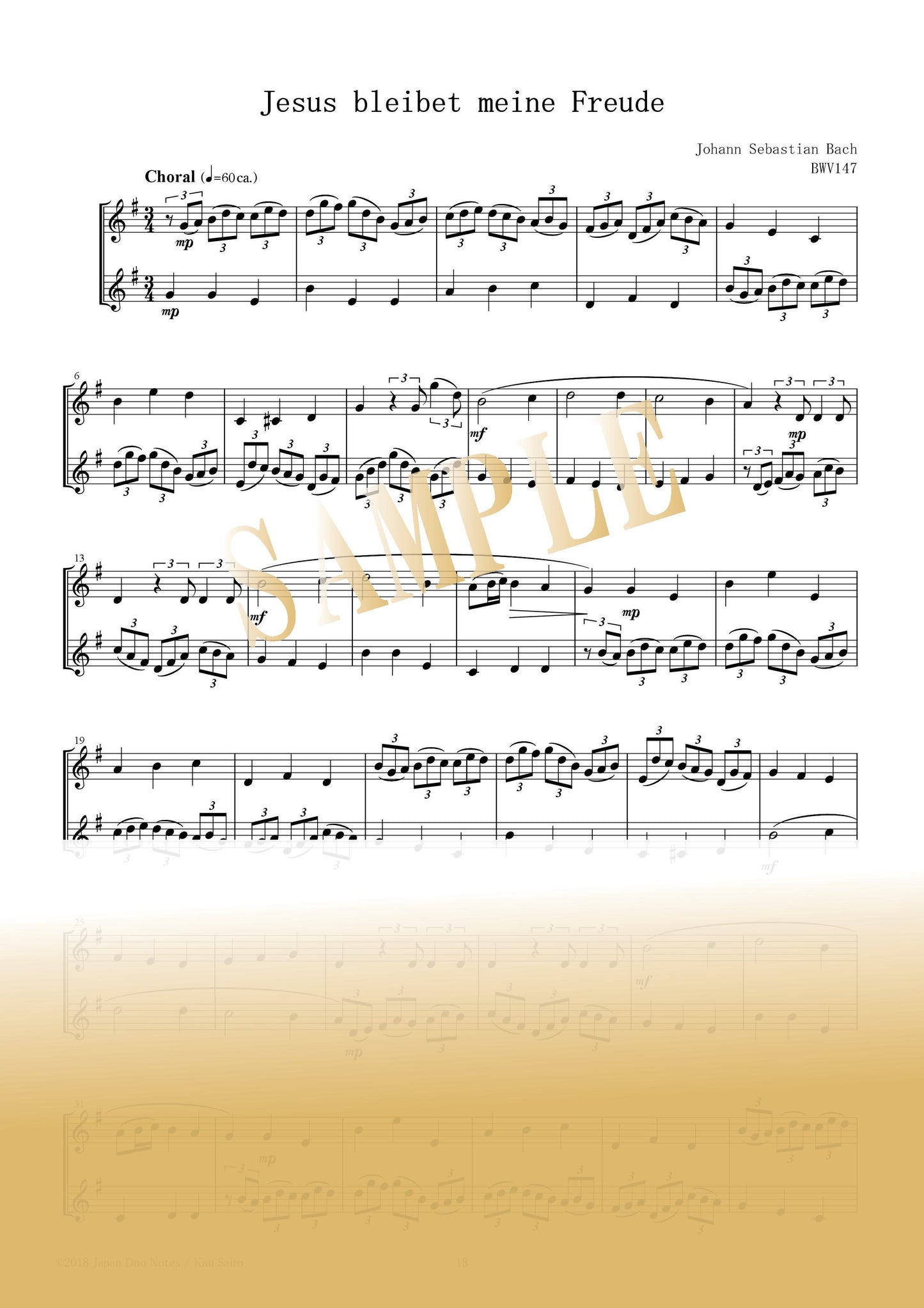 【PDF】Jesu, Joy of Man's Desiring [Jesus bleibet meine Freude] BWV 147 / Johann Sebastian Bach