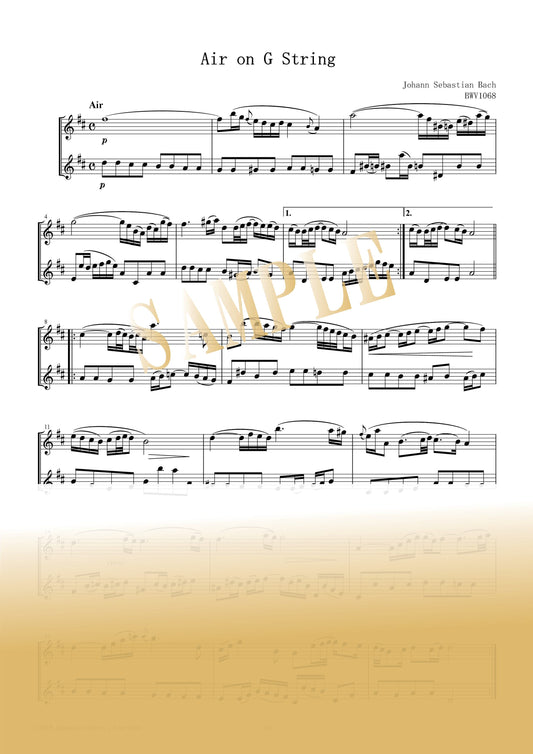 【PDF】Air on the G String BWV 1068 / Johann Sebastian Bach