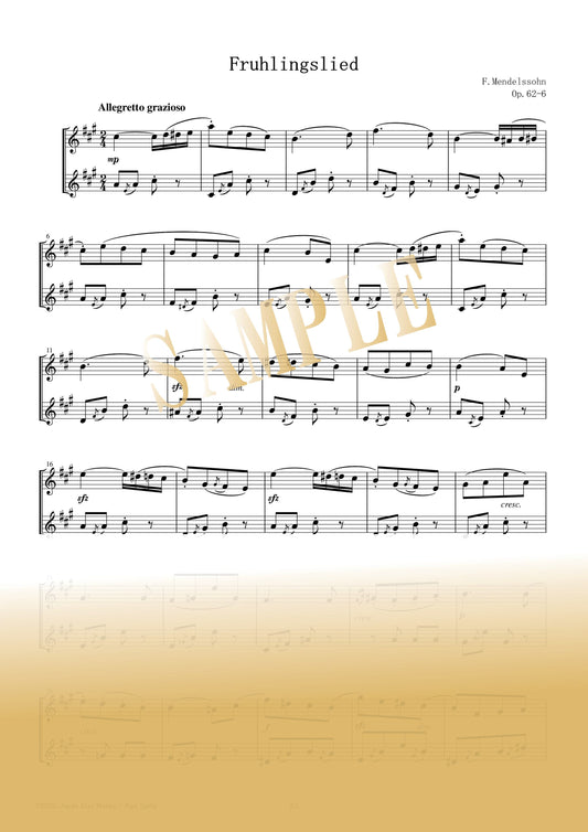 【PDF】Spring Song(Fruhlingslied) / F.Mendelssohn
