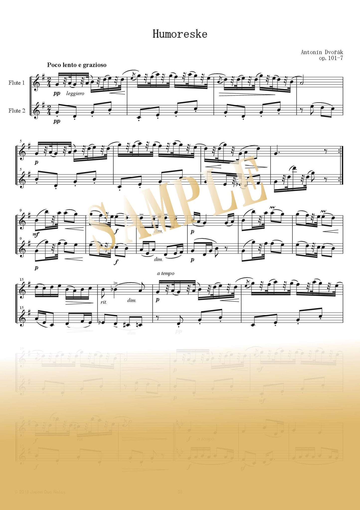 【PDF】Humoresque Op. 101 No. 7 / Antonín Dvořák