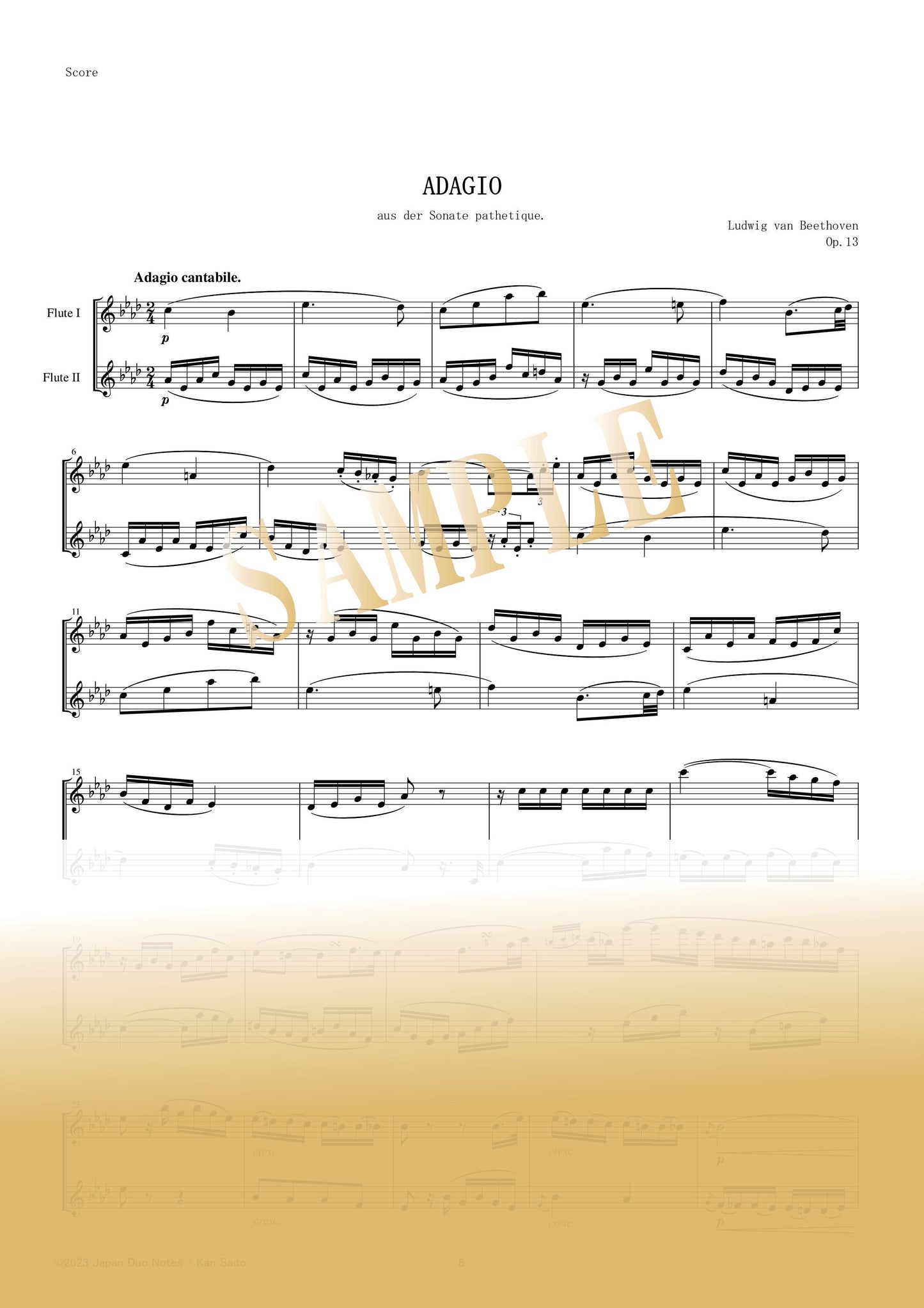【PDF】Adagio Cantabile (from "Piano Sonata No. 8 'Pathétique'") / L. v. Beethoven