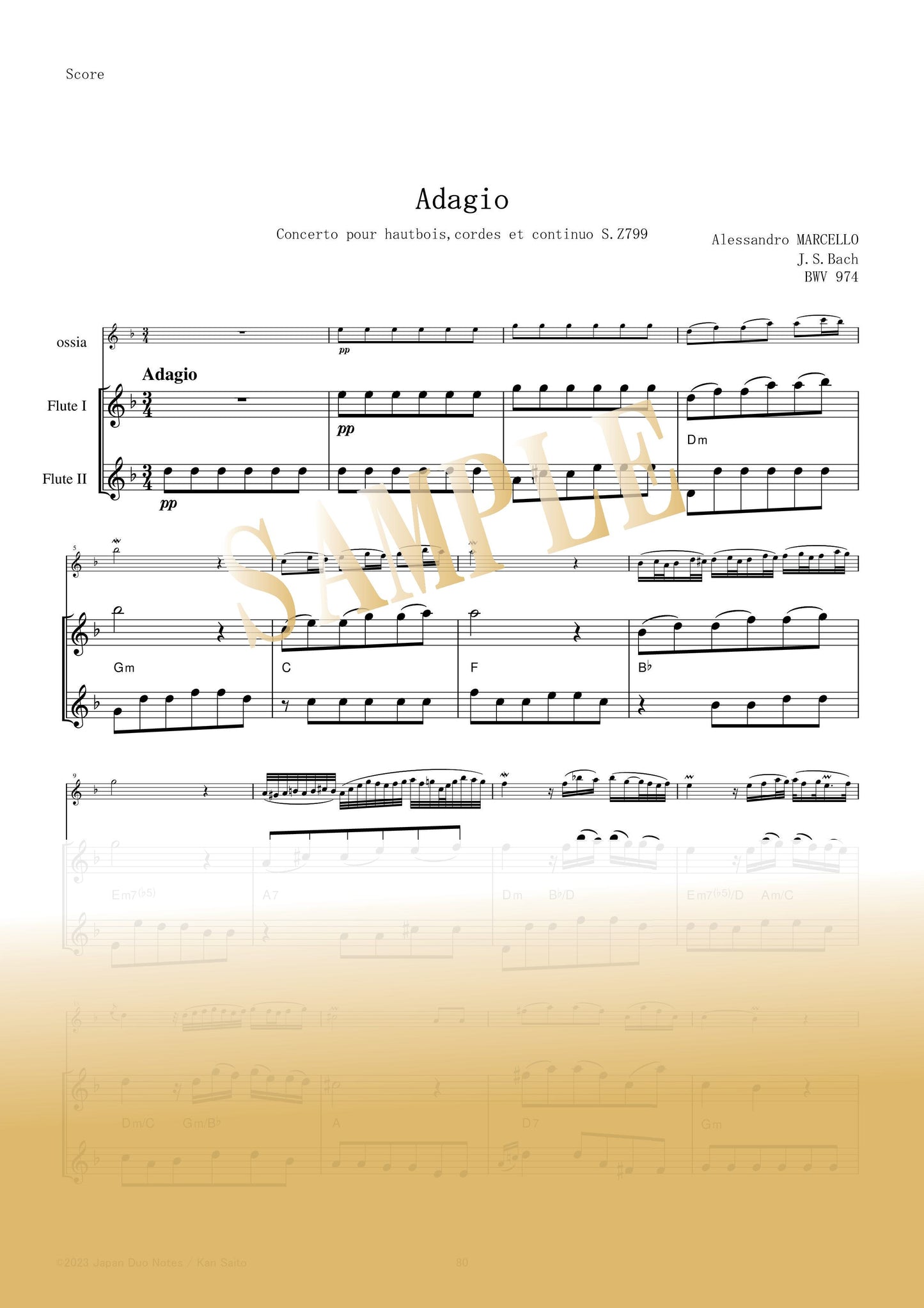 【PDF】Adagio (Oboe Concerto in D minor, S.Z799) / A. Marcello