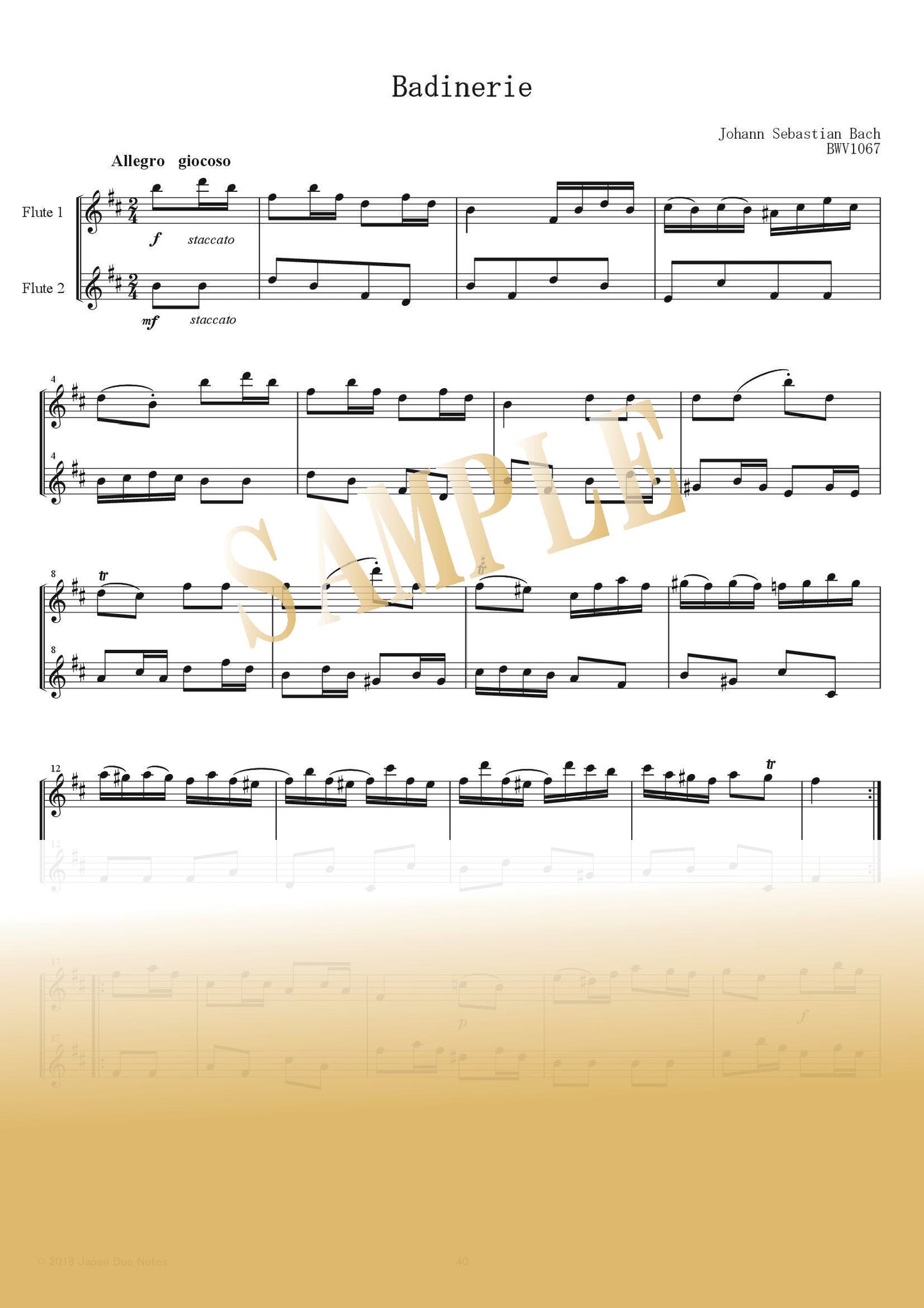 【PDF】Badinerie BWV 1067 /J.S.Bach