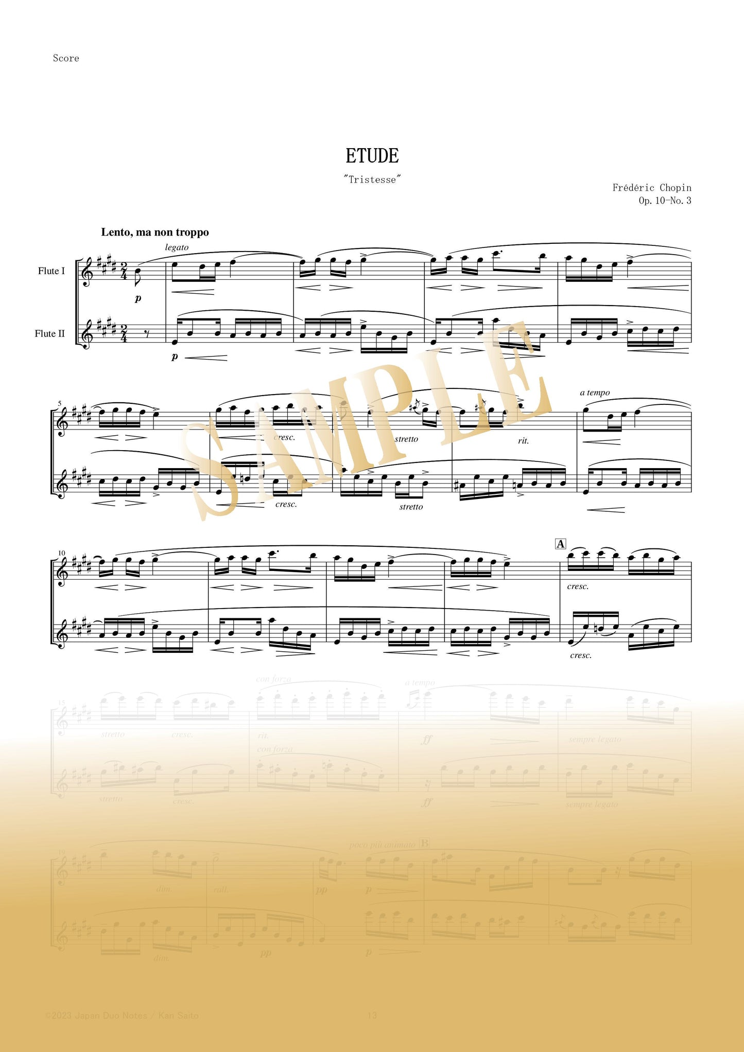 [PDF] Étude Op. 10, No. 3 "Tristesse" / F. Chopin
