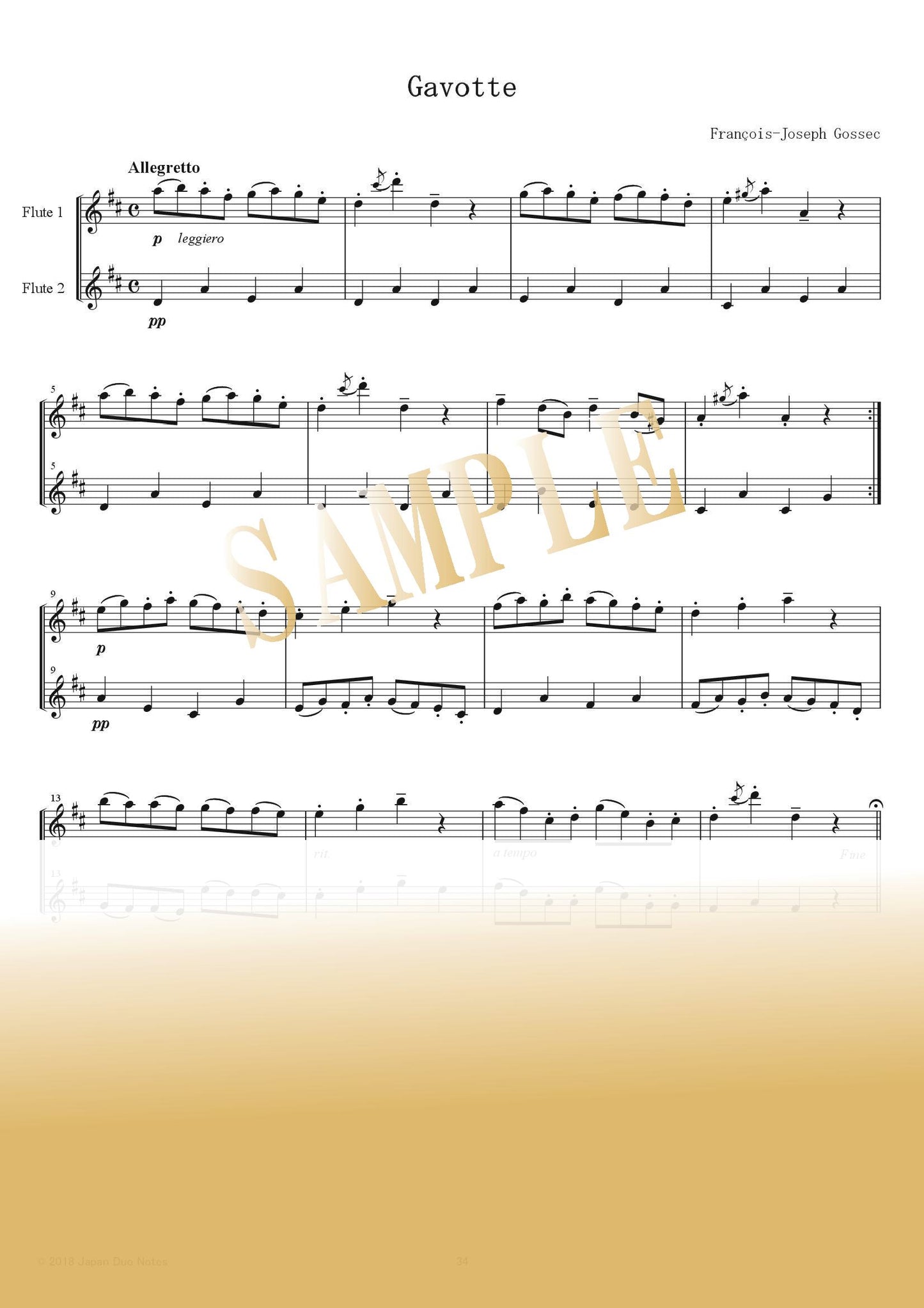 【PDF】Gavotte / François-Joseph Gossec