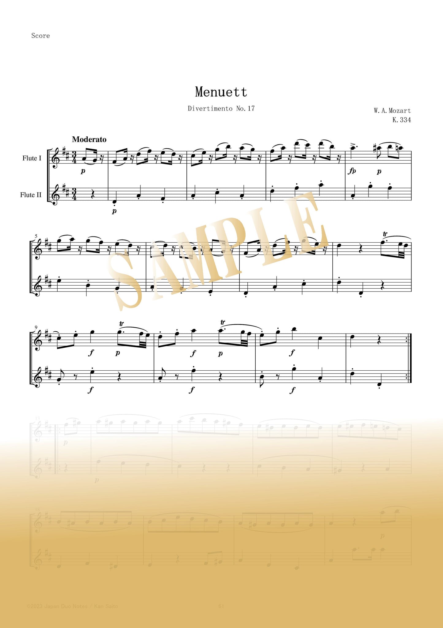 【PDF】Menuetto (from "Divertimento K. 334")  / W.A.Mozart